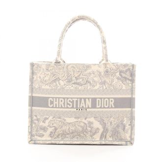 Dior Gray Ivory Canvas Handbag Tote Bag (Pre-Owned)