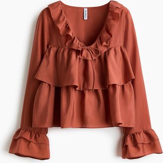 H&M Bluse mit Volants - Orange