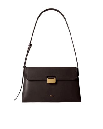 A.P.C. Dark Brown Leather Gold Hardware Shoulder Bag