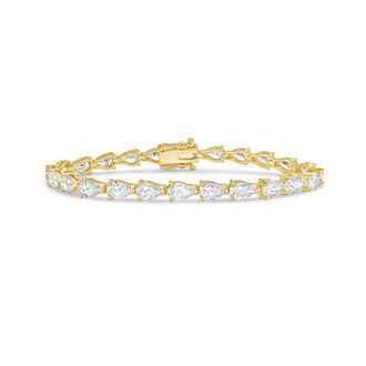 Diana M. Jewels 14kt Yellow Gold 48cts Lab Grown Pear Diamond East-West Tennis Bracelet