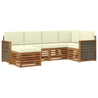 vidaXL Conjunto De Sof&aacute; Seccional Con Coj&iacute;n 5 Pcs Natural Y Crema Vidaxl