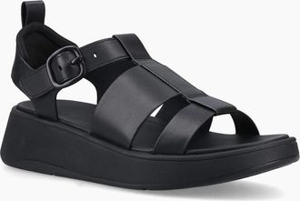 FitFlop Womens Fitflop F-Mode Fisherman Leather Womens Black Narrow Fit Sandals - Size: 8
