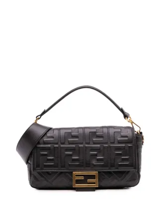 Fendi 2000-2010 Zucca Baguette leren mini-tas met reliëf - Zwart
