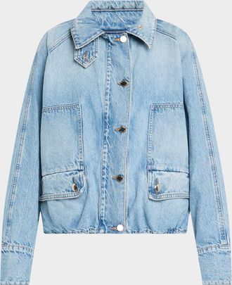 Brandon Maxwell Harper Denim Balloon Jacket