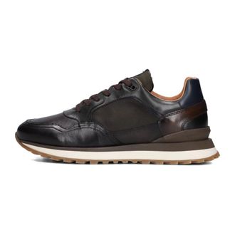 Mazzeltov Schoenen, Heren, Zwart, 43 EU, Leer, Stijlvolle donkerbruine sneakers