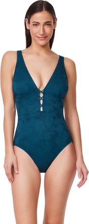 Gottex Jolene Textured Deep V Neck One Piece