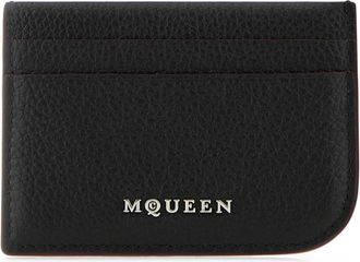 Alexander McQueen Stijlvolle Zwarte Leren Kaarthouder - Heren - Portefeuilles - Zwart - ONE Size - Accessoires