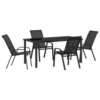 Berkfield Home 5 Piece Garden Dining Set Black Textilene & Steel
