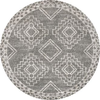 Jonathan Y Designs Amir Moroccan Beni Souk Round Area Rug in Gray/cream at Nordstrom, Size 5Ft 0In X 5Ft 0In