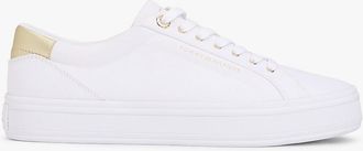 Tommy Hilfiger Womens Metallic Accent Canvas Sneaker - White - US 6.5 / EU 37