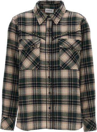 P.A.R.O.S.H. Multicolor Plaid Studded Cotton Western Shirt