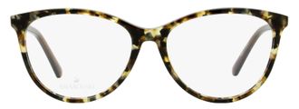Swarovski SK5396 Crystal-Accented Oval Eyeglasses - Havana