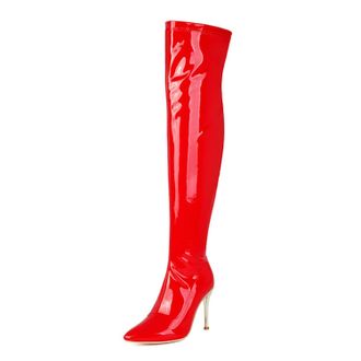 Generic Red,7.5 UK,Thigh High Boots for Women Over The Knee Boots with Stiletto Heel Side Zipper Comfy Long Boot Wedding Party Dating Dress Shoes