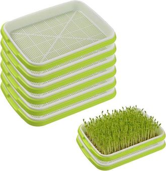 OEM Bandejas De Germinaci&oacute;n De Semillas, Bandejas De Cultivo Para Brotes, Germinaci&oacute;n Sin Tierra, 34x25 Cm / 22x14 Cm, Verde Y Blanco