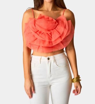 BuddyLove Petal Flower Applique Tank Top In Tangerine