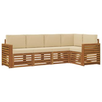 vidaXL Conjunto De Sof&aacute; Seccional Con Coj&iacute;n 5 Pcs Natural Y Beige Vidaxl