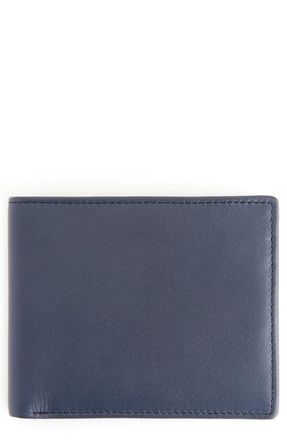 Royce Leather RFID Leather Bifold Wallet in Navy Blue /Burnt Orange at Nordstrom