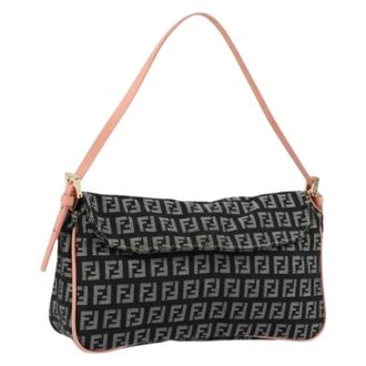 Fendi Pre-owned Shoulder Bags, female, Black, Size: ONE SIZE Pre-owned Zucchino Canvas Shoulder Bag