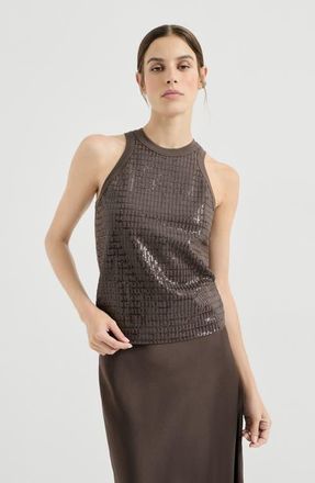 Brunello Cucinelli Dazzling Embroidery top in Brown at Nordstrom, Size Xx-Small Eu