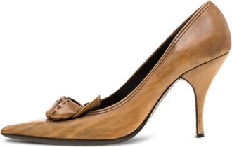 Prada Pumps con applicazione a fiori 100mm - Marrone