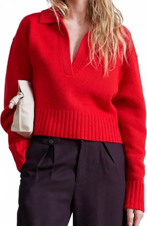 Apiece Apart Split Neck Henley Sweater In Chili