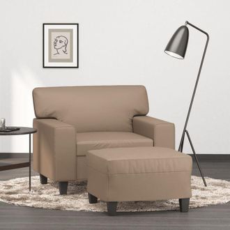 vidaXL Poltrona con Poggiapiedi Cappuccino 60 cm in Similpelle - Vidaxl