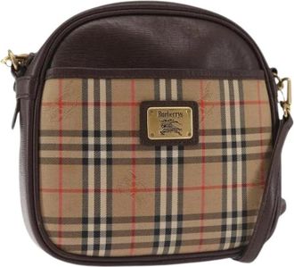 Burberry Pre-owned Canvas Shoulder Bag - Dames - Vintage Schoudertas - Beige - ONE Size - Leer - Vintage