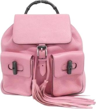 Gucci Pre-owned Backpacks, female, Pink, Size: ONE SIZE Pre-owned Vintage Leather Backpack