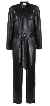 Nanushka Ashton Black Faux Leather Jumpsuit Size M