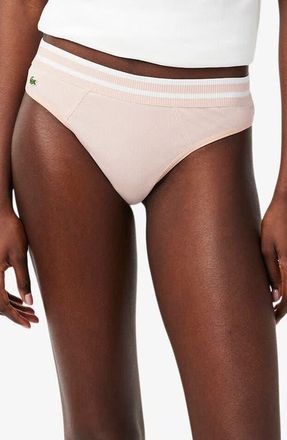 Lacoste Cotton Blend Rib Thong in Bistre at Nordstrom, Size Xx-Small