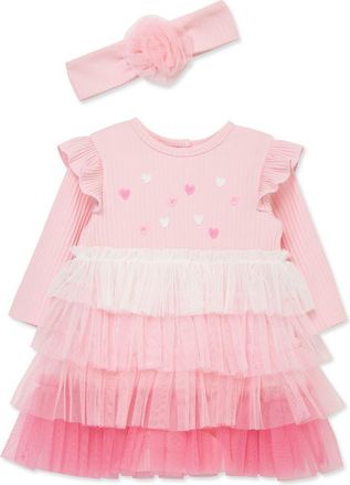 Little Me Ombré Tutu Dress & Headband Set in Pink at Nordstrom, Size 12M