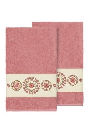 Linum Home Textiles Isabell Embellished Bath Towel - Set of 2 - Tea Rose at Nordstrom Rack