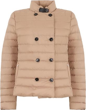 Moorer Clement Padded Jacket - Dames - Gewatteerde jassen - Beige - M - Leer - Jassen