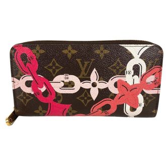Louis Vuitton Brown Pink Monogram Canvas Long Wallet (Bi-Fold) (Pre-Owned)