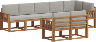 vidaXL Conjunto De Sof&aacute;s De Exterior 8 Uds. Gris Natural Y Claro Vidaxl