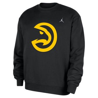 Nike Jordan Mens Atlanta Hawks Statement Essentials Jordan NBA Fleece Crew-Neck Sweatshirt in Black | HM7574-010