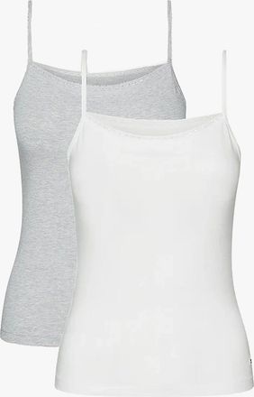 Tommy Hilfiger Womens Tommy Hilfiger CAMI WITH LACE 2 Pack Womens White/Grey Heather - Multi - Size: 14