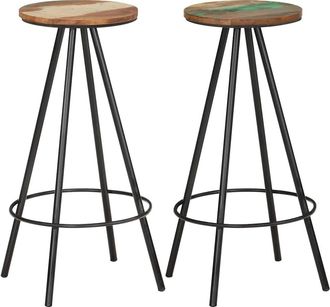 vidaXL Taburetes De Cocina 2 Unidades Madera Maciza Reciclada Vidaxl
