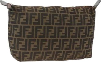 Fendi Pre-owned Clutches, female, Brown, Size: ONE SIZE Pre-owned Zucca Canvas Pouch