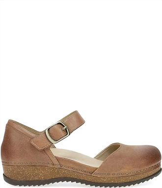 Dansko Womens Mae Burnished Suede Mary Jane Clogs In Tan
