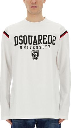 Dsquared2 White Graphic Crew Neck Sweatshirt