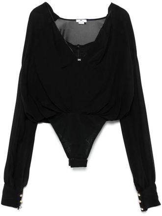 Elisabetta Franchi Zijden georgette body - Zwart