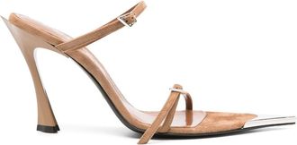 MUGLER Fang 95 Leather Mule Sandals - Womens - Suede