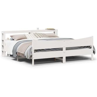 vidaXL Vidaxl - Bed Frame with Headboard White 180x200 cm Super King Solid Wood Pine