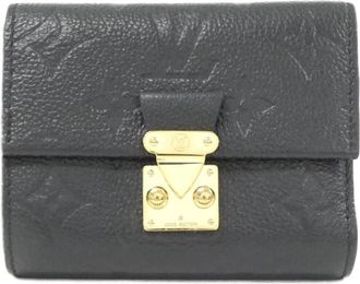 Louis Vuitton Black Leather Wallet (Tri-Fold) (Pre-Owned)