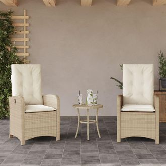 vidaXL Vidaxl - Sillones Reclinables De Jard&iacute;n Con Cojines Beige 2 Uds Rat&aacute;n Pe