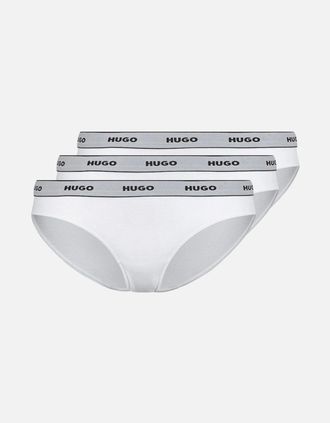 HUGO BOSS Womens 3-Pack Classic Logo Briefs, White - Size: 20/32in