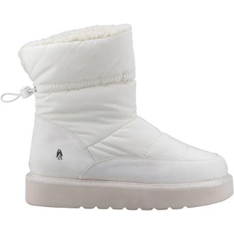 Hush Puppies Womens Puffies Classic Ladies Slippers - White - Size UK 4