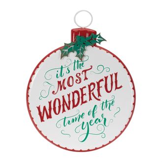 Melrose International Metal Holiday Sentiment Ornament Sign 16H - White, Red, Green