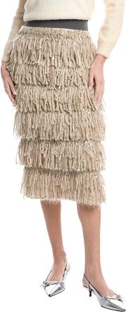 Brunello Cucinelli Tiered Mohair, Cashmere, & Wool-Blend Skirt
